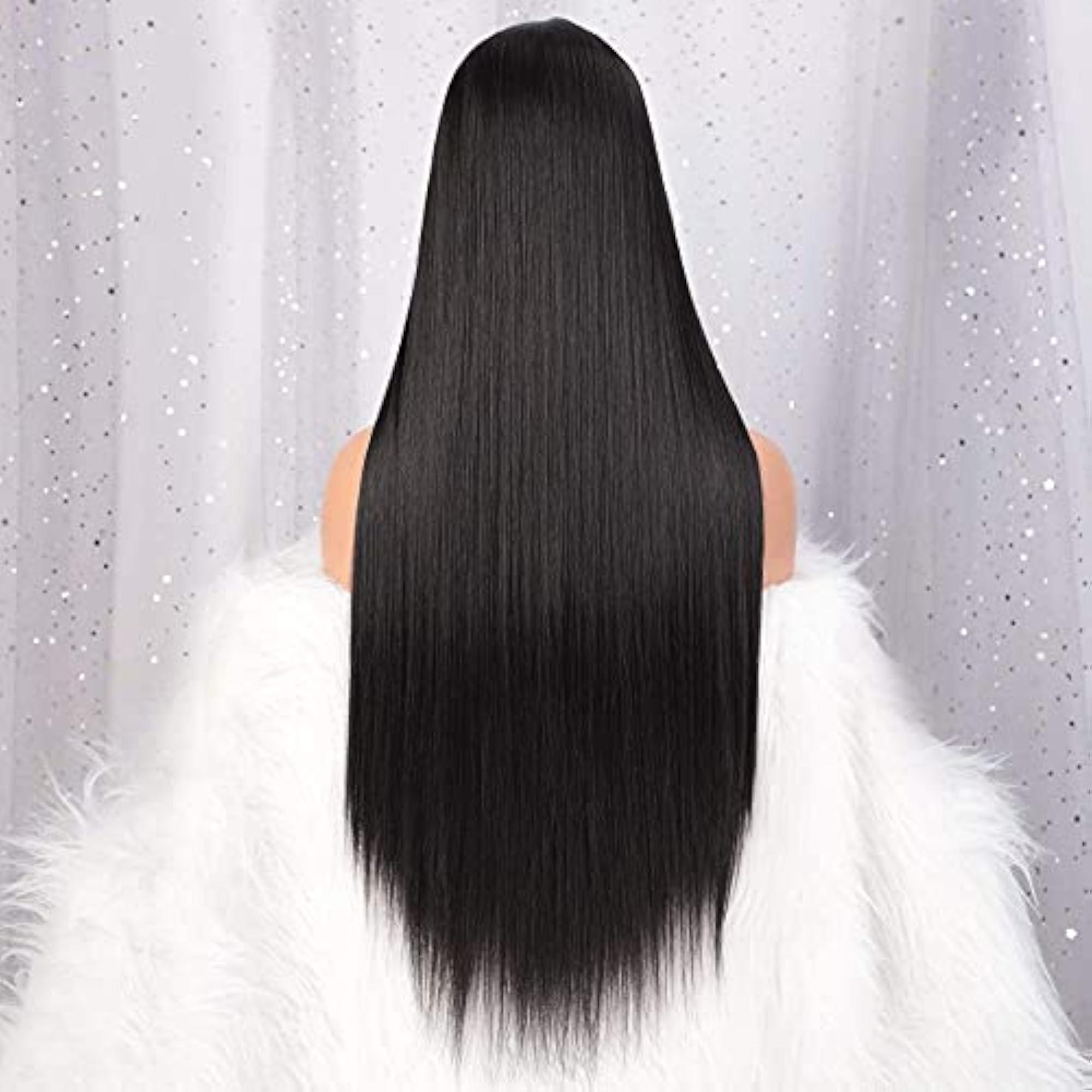 Women's 28 Inch Synthetic Long Straight Black Wig